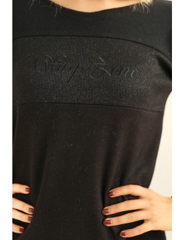 BELLA Embroidered Knit Tunic - Black