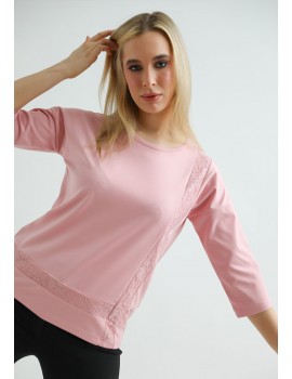 TULIP Shirt with Lace Detail - Light Pink