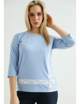 TULIP Shirt with Lace Detail - Blue