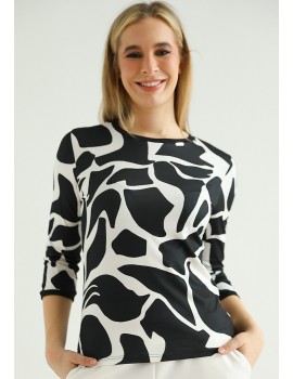 DELPHINE Print T-Shirt - Black