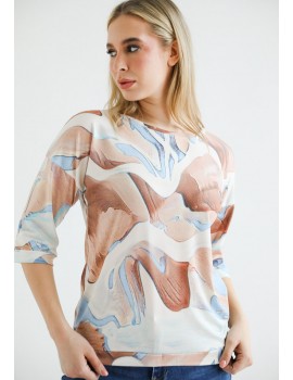 DELPHINE Print T-Shirt - Pasztell