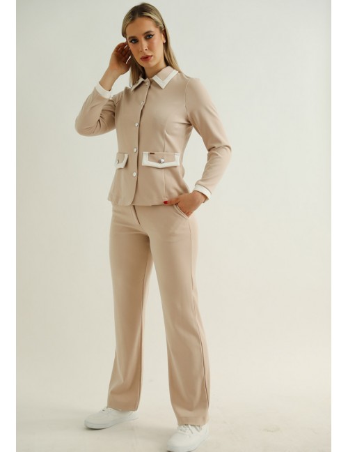 LUNA Buttoned Blazer - Beige