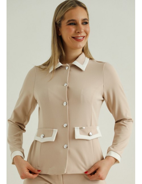 LUNA Buttoned Blazer - Beige