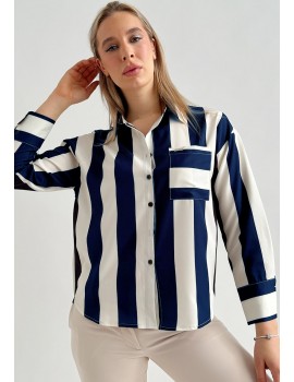 Striped Shirt  - Navy