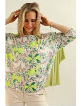 Side Knot Top - Green-Kiwi Pattern