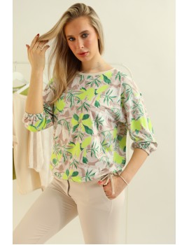 Side Knot Top - Green-Kiwi Pattern