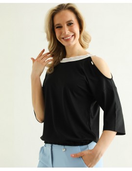 Open Shoulder Top - Black
