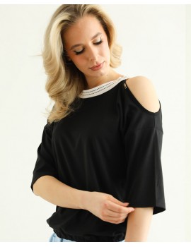 Open Shoulder Top - Black