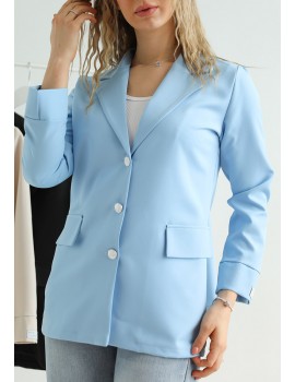 VALERIE Buttoned Blazer - Blue