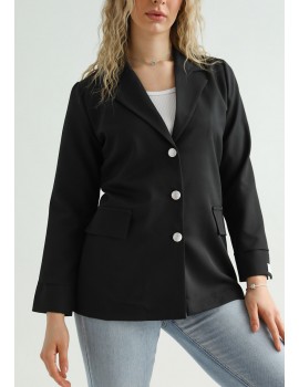 VALERIE Buttoned Blazer - Black
