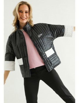 ASTER Embroidered Quilt Jacket - Black