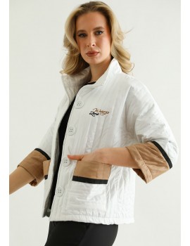 ASTER Embroidered Quilt Jacket - White-Beige