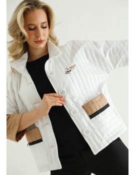 ASTER Embroidered Quilt Jacket - White-Beige