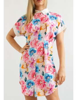 ELEONORA Print Dress with White Collar