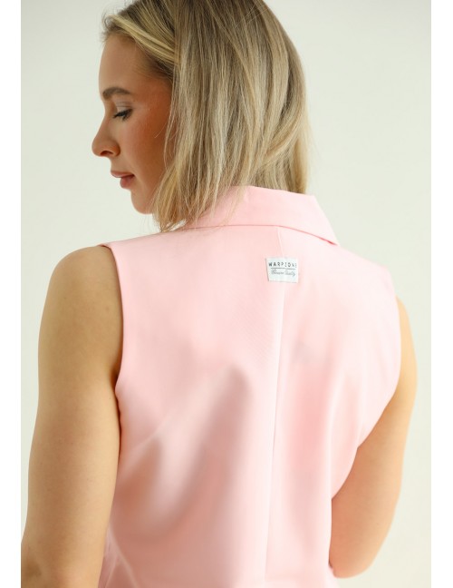 CARRIE Sleeveless Blazer - Pastel Pink