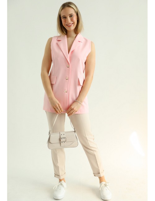 CARRIE Sleeveless Blazer - Pastel Pink