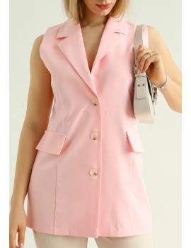 CARRIE Sleeveless Blazer - Pastel Pink