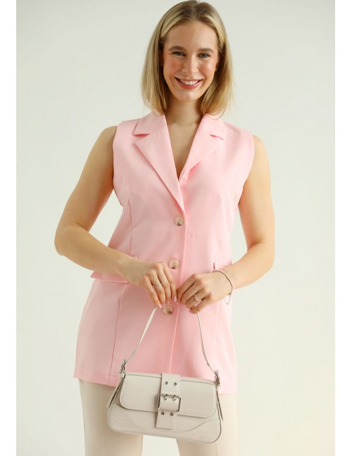 CARRIE Sleeveless Blazer - Pastel Pink