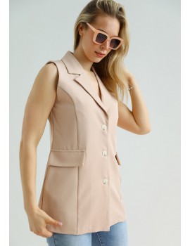CARRIE Sleeveless Blazer - Beige