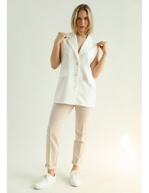 CARRIE Sleeveless Blazer - White