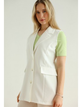 CARRIE Sleeveless Blazer - White