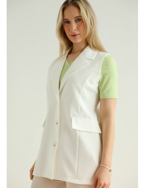 CARRIE Sleeveless Blazer - White