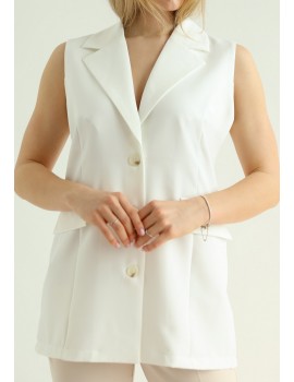 CARRIE Sleeveless Blazer - White