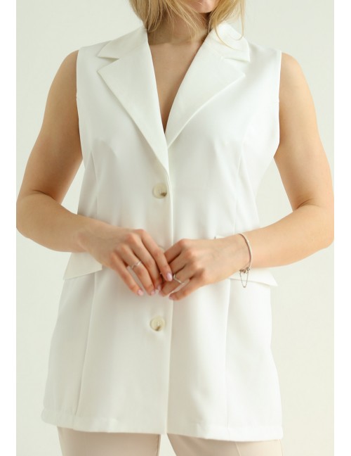 CARRIE Sleeveless Blazer - White