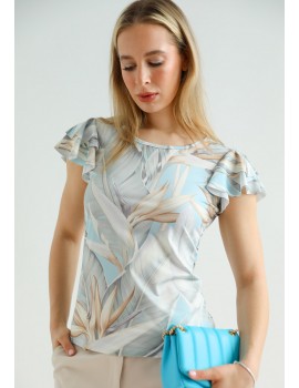 MARIE Ruffle Top - Pastel Blue