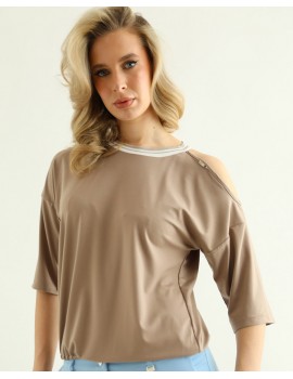 Open Shoulder Top - Brown