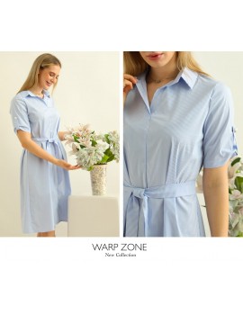 HAILEY Poplin Shirt Dress - Light Blue
