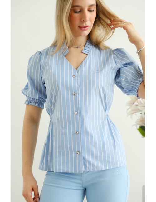 YASMIN Hímzett Puplin Ing - Világoskék