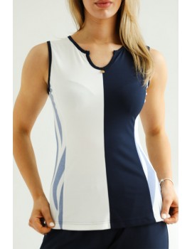 EVELIN Ujjatlan Felső - Sötétkék Mintás