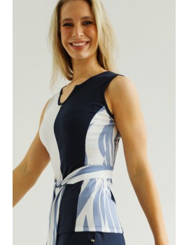 EVELIN Ujjatlan Felső - Sötétkék Mintás