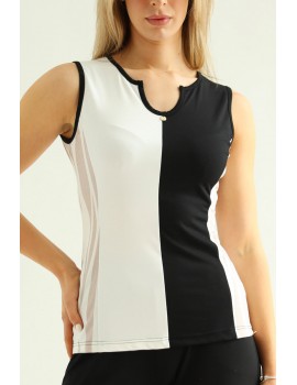 EVELIN Ujjatlan Felső - Bézs Mintás-Fekete