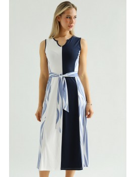 MINNIE Dress with Belt - Navy Print