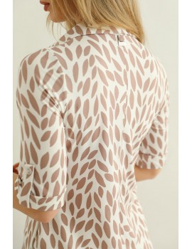 MOLLY Mintás Galléros Felső - Mocha
