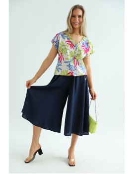 VALERIE Linen Trousers - Dark Blue