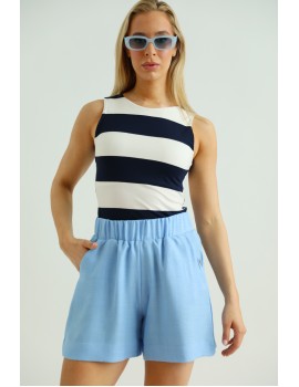 TASIA Len hatású Short - Kék