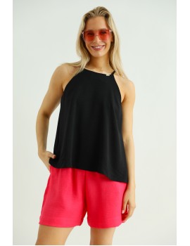 TASIA Len hatású Short - Piros