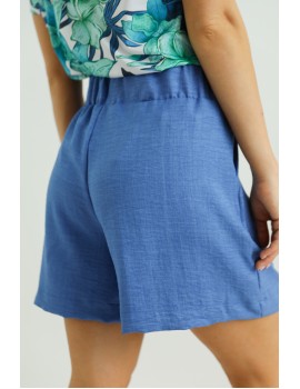 TASIA Len hatású Short - Sötétkék