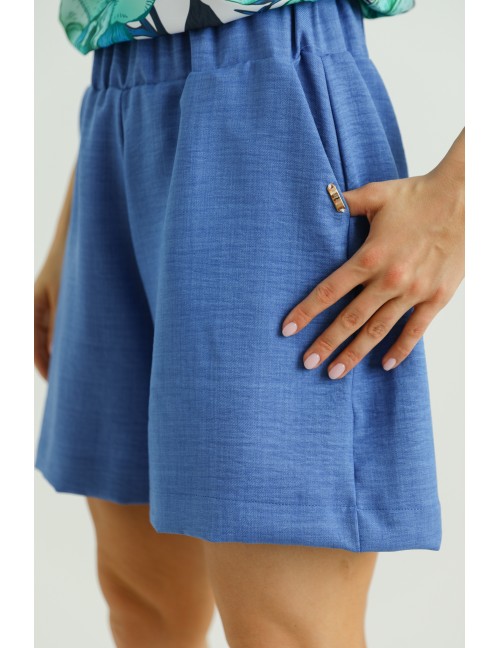 TASIA Len hatású Short - Sötétkék