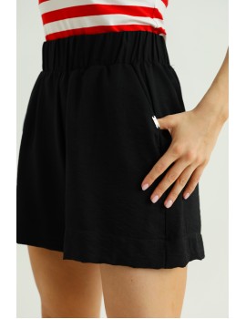 TASIA Len hatású Short - Fekete