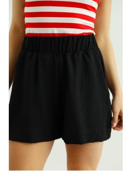 TASIA Len hatású Short - Fekete