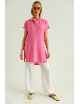MALANA Len hatású Tunika - Pink