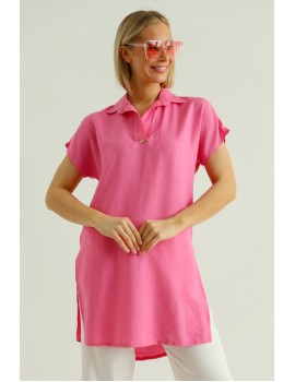 MALANA Len hatású Tunika - Pink