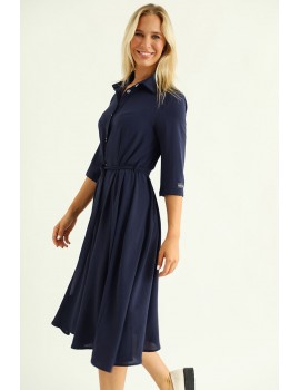 LUNA Shirt Dress - Navy