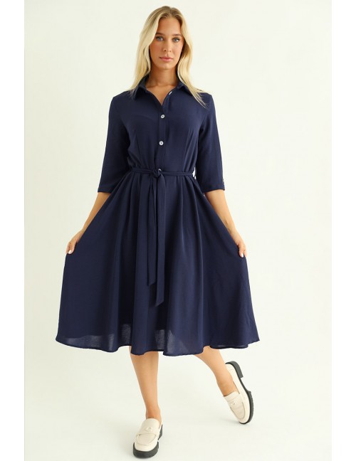 LUNA Shirt Dress - Navy