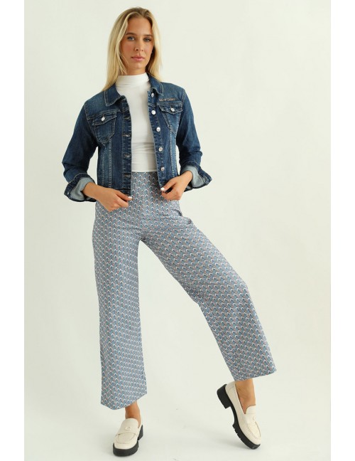 FRANCESCA Printed Trousers - Blue