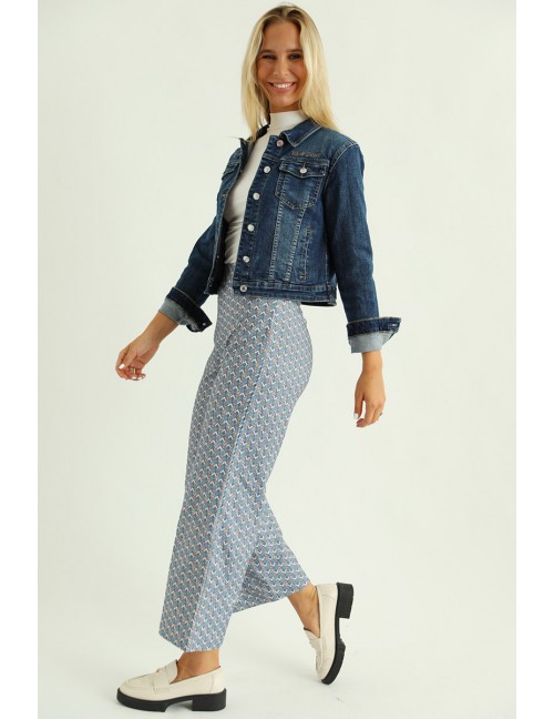 FRANCESCA Printed Trousers - Blue